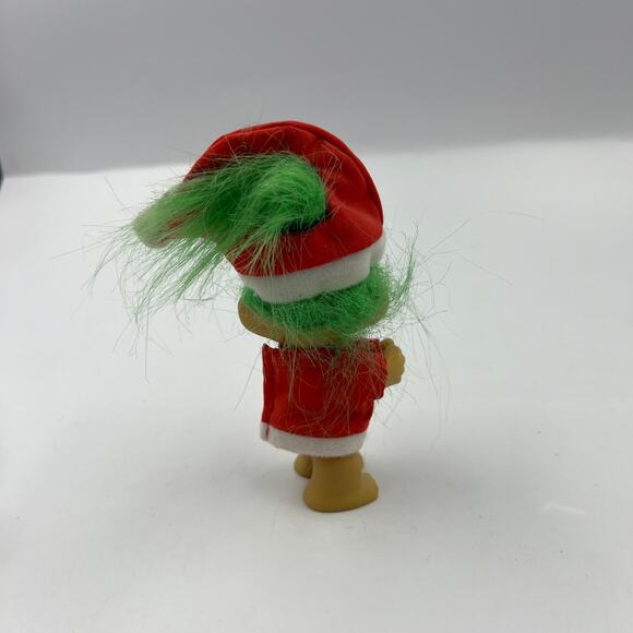 RUSS Vintage Troll Doll Green Hair Santa Claus Opening Clip Hands 4" Christmas - Picture 7 of 8